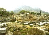 Corinth - Bema (the judgement seat) and Acropolis of Corinth in the background